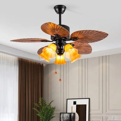 American Style Vintage Decorative Fan Ceiling Winding Powered Ceiling Fan With Light