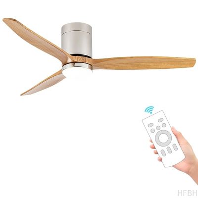 HFBH Model 3694 LED Ceiling Fan Manufacture 52 Inches Wooden Blades Nickel Led Lighting Ceiling Fan