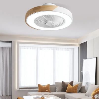 HFBH 20-Inch Low Profile Ceiling Fan with ABS Remote Control Small Bedroom Three-Light (Black White Grey) Light Color Options