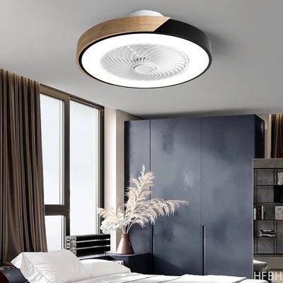 HFBH 20-Inch Low Profile Ceiling Fan with ABS Remote Control Small Bedroom Three-Light (Black White Grey) Light Color Options