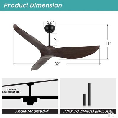 Modern Decorative 52 Inch Black / White Ceiling Fan Without Light BLDC Motor Ceiling Fan