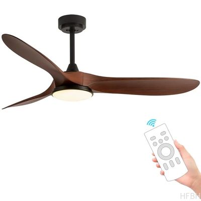 HFBH Model 666 52-Inch Ceiling Fan with Light Remote Controlled Black ABS Blades for Home Decor for Living Room Plastic Material