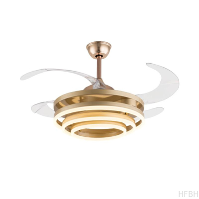 European Creative 90W Three Ring Fan Lamp with LED Modern Remote Control Double Luminous for Living Room Dining Room