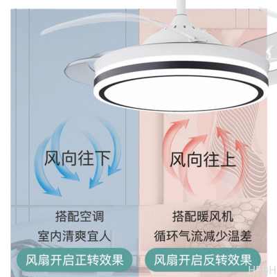 42-Inch Modern Simple LED Fan Lamp with for Bluetooth Frequency Conversion 110V-220V Wide Pressure for Living Room
