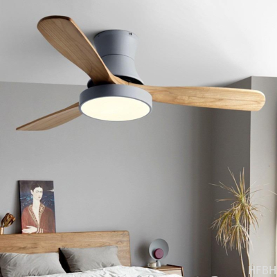HFBH Ceiling Fan Modern Nordic Fancy 3 Wooden Blades 42 Inches Energy Saving Dc Motor Decorative Led Ceiling Fan