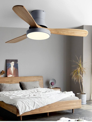 HFBH Ceiling Fan Modern Nordic Fancy 3 Wooden Blades 42 Inches Energy Saving Dc Motor Decorative Led Ceiling Fan