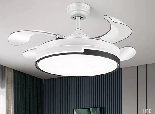 42 Inch Modern Indoor Decorative Retractable Ceiling Fan with LED Light Reversible DC Motor 3 Blades