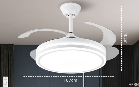 42 Inch Modern Indoor Decorative Retractable Ceiling Fan with LED Light Reversible DC Motor 3 Blades