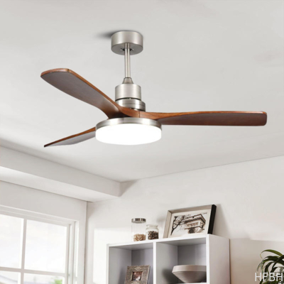 35 Inch Small Solid Wood Blades Indoor Remote Control Led Ceiling Decorative Fan with Light