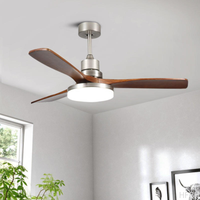 35 Inch Small Solid Wood Blades Indoor Remote Control Led Ceiling Decorative Fan with Light
