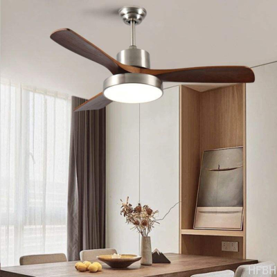 35 Inch Small Solid Wood Blades Indoor Remote Control Led Ceiling Decorative Fan with Light