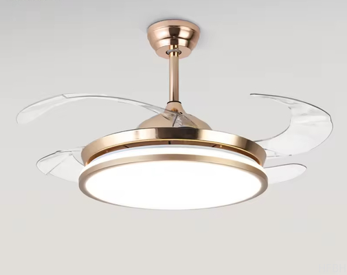 42''Indoor Modern Retractable Pendant Fans Lamp Iron ABS Body LED Chandelier Ceiling Fan with Lights and Remote for Home Bedroom