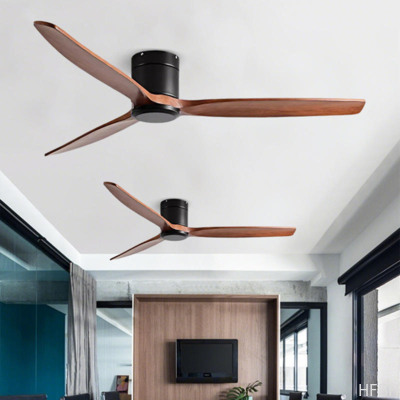 Smart Ceiling Fan Flush Mount Smart Remote Control 3 Wooden Blades Ceiling Fan
