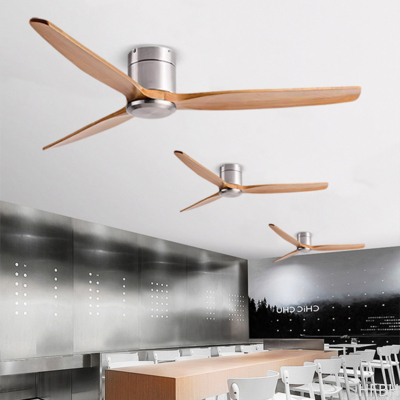 Smart Ceiling Fan Flush Mount Smart Remote Control 3 Wooden Blades Ceiling Fan