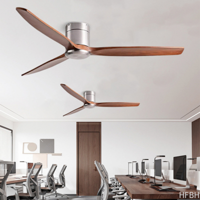 Smart Ceiling Fan Flush Mount Smart Remote Control 3 Wooden Blades Ceiling Fan