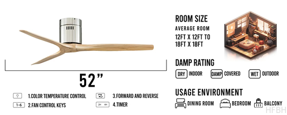 52 Inch Fan Light Ventilador De Techo Living Room Indoor Bldc Smart Modern 3 Blades Wooden Ceiling Fan with Light and Remote