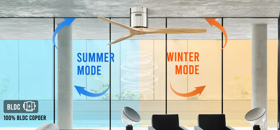 52 Inch Fan Light Ventilador De Techo Living Room Indoor Bldc Smart Modern 3 Blades Wooden Ceiling Fan with Light and Remote