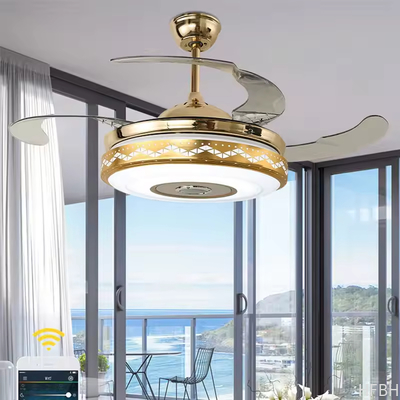 China OEM Invisible Blade Living Room Decorative Enclosed Ceiling Fans Light Lamp
