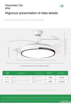 Intelligent Led Ceiling Fan Modern Decorative 3 Color Led Light Smart Remote Control Invisible Ceiling Fan