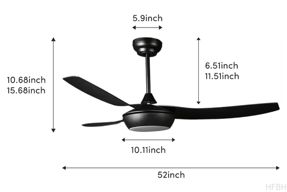 Modern Design 120v-220v Indoor LED Ceiling Fan Light with DC Motor ABS Body & Remote Control Energy Efficient for Home Office
