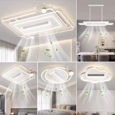 Modern LED Silent Fan Lights Remote Control Three-Color Strong Wind Anti-Flicker No Blades Living Room Bedroom Dining Room Fan Lamp