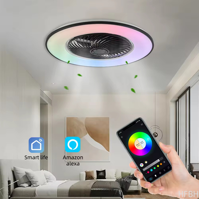 Luxurious 48W RGB LED Ceiling Fan Smart Light Modern Remote App Wi-Fi / Music Control Modern Ceiling Fan LED