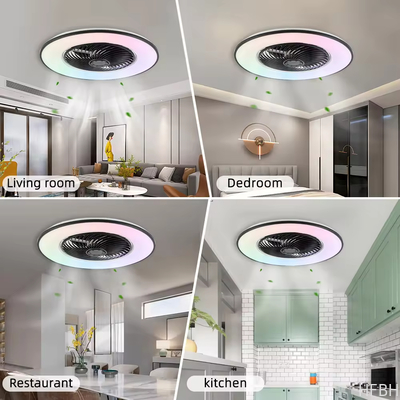 Luxurious 48W RGB LED Ceiling Fan Smart Light Modern Remote App Wi-Fi / Music Control Modern Ceiling Fan LED