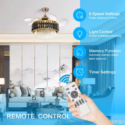 Smart Chandelier Ceiling Light and Fan Luxury Bedroom Crystal Chandelier Ceiling Led Fan Light Luxury Ceiling Fan Led with Light