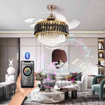 Smart Chandelier Ceiling Light and Fan Luxury Bedroom Crystal Chandelier Ceiling Led Fan Light Luxury Ceiling Fan Led with Light
