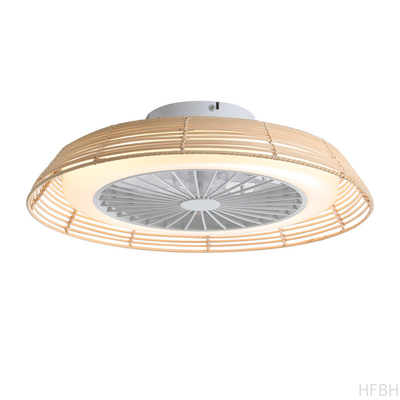 18 Inch Rattan Caged Fan Light Smart Tuya APP Control Ventilador Modern LED Ceiling Fan With Remote Control