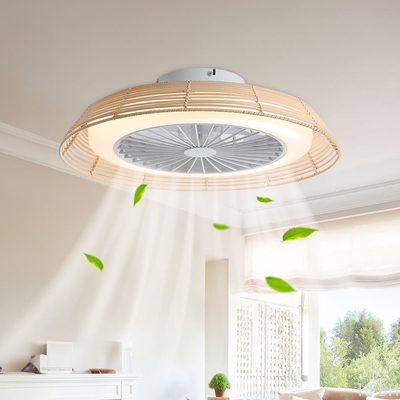 18 Inch Rattan Caged Fan Light Smart Tuya APP Control Ventilador Modern LED Ceiling Fan With Remote Control