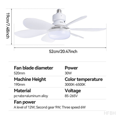 Modern LED Fan Light E27 Remote Control 3 Colors Changeable Strong Wind Speed 52CM 32W AC85-265V Ceiling Fan Light for Bedroom