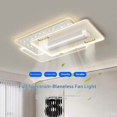 English Voice Control LED Ceiling Fan Light Living Room Leafless Bedroom Soft Wind Invisible Fan Light Mute Eye