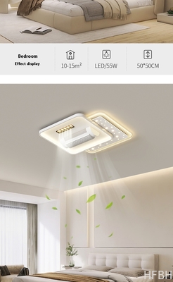 English Voice Control LED Ceiling Fan Light Living Room Leafless Bedroom Soft Wind Invisible Fan Light Mute Eye