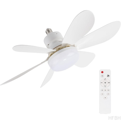 Socket Fan Light with Remote E27 Base 20.5'' Small Screw in Ceiling Fans with Lights 3 Speeds and 3 Color Dimmable Fan Light Bulb