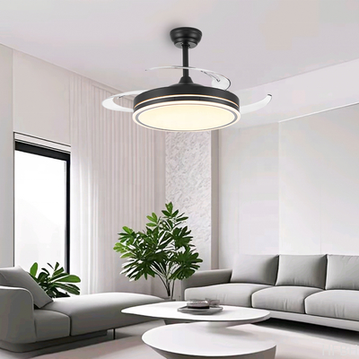 Contemporary Ceiling Light With Fan For Home Or Villa Metal Iron Copper For Ambient Lighting