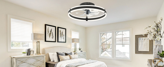 Remote Modern Flush Mount Led Fan Light Fandelier Ceiling Fans for Bedroom