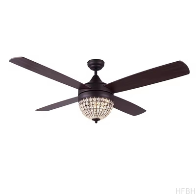 52 Inch Fancy Modern Air Cooling Fan Crystal Lamp Fan ORB Ceiling Fan Light With 4 Plywood Blades, Include Remote Control