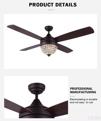 52 Inch Fancy Modern Air Cooling Fan Crystal Lamp Fan ORB Ceiling Fan Light With 4 Plywood Blades, Include Remote Control
