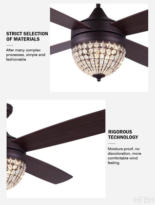 52 Inch Fancy Modern Air Cooling Fan Crystal Lamp Fan ORB Ceiling Fan Light With 4 Plywood Blades, Include Remote Control
