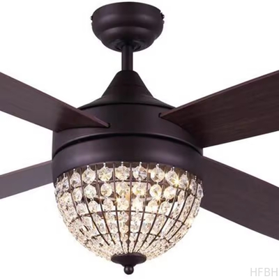 52 Inch Fancy Modern Air Cooling Fan Crystal Lamp Fan ORB Ceiling Fan Light With 4 Plywood Blades, Include Remote Control