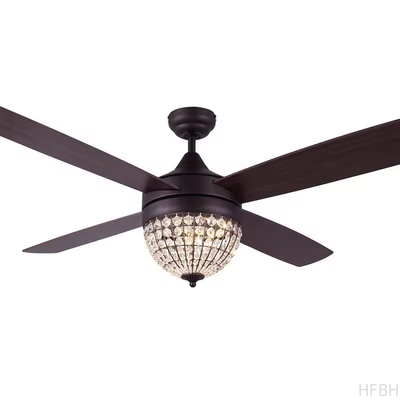 52 Inch Fancy Modern Air Cooling Fan Crystal Lamp Fan ORB Ceiling Fan Light With 4 Plywood Blades, Include Remote Control