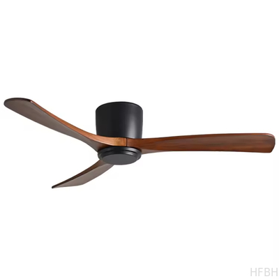 Remote or Wifi Tuya App Residential Low Profile Flush Mount Propeller Wood Blades Energy Saving Ceiling Fan for Low Ceiling