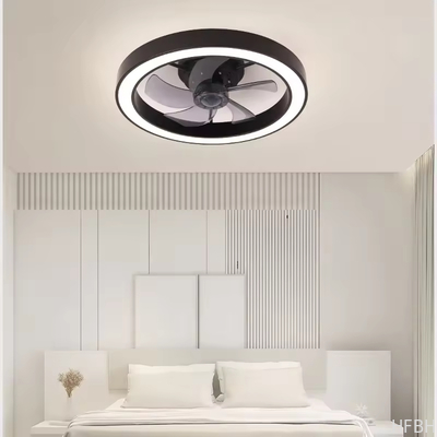 20 Inch Fan Light Deluxe Black and White Model Simple Dimmable 5 Blade Ceiling Fan Light with Light and Remote Control