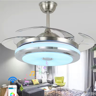 Wooden Body Color LED Ceiling Fan Lights with Contemporary Design and 4PCs PC Blades