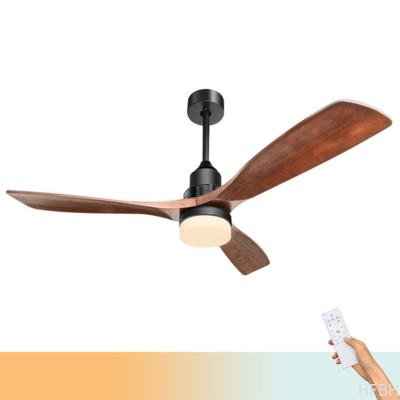 Ceiling Mounted Wooden LED Ceiling Fan Lights with Adjustable Speed and Dimmable LED Lights