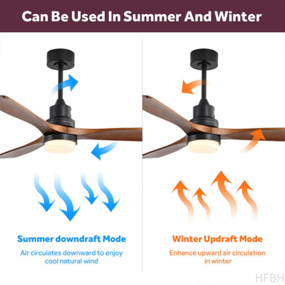 Standard Ceiling Fan with Wooden Blades and Remote Control LED Ceiling Fan Lights