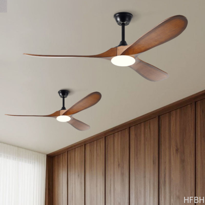 New Style Nordic Luxury 52 Inch Solid Wooden 3 Blade Modern Dc Motor Mute Ceiling Fan Light Large Ceiling Fan