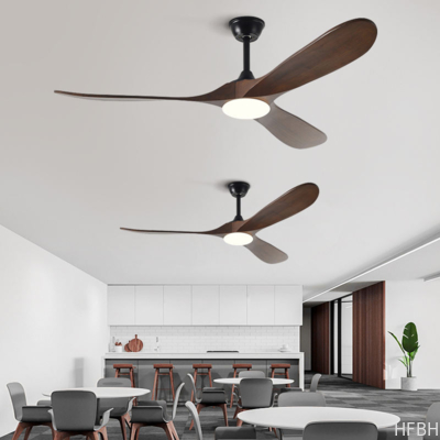 New Style Nordic Luxury 52 Inch Solid Wooden 3 Blade Modern Dc Motor Mute Ceiling Fan Light Large Ceiling Fan