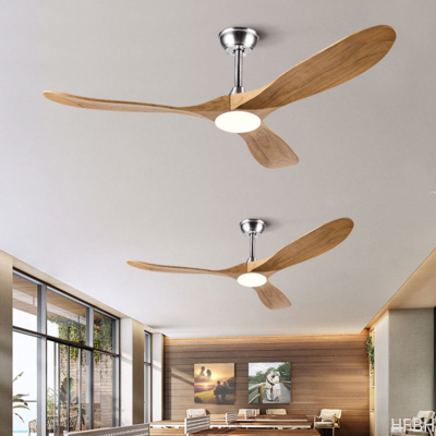 New Style Nordic Luxury 52 Inch Solid Wooden 3 Blade Modern Dc Motor Mute Ceiling Fan Light Large Ceiling Fan